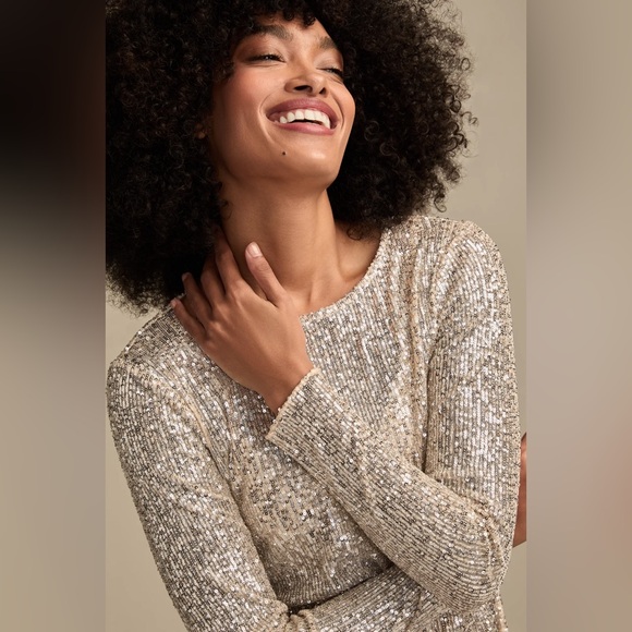 NWT LUCKY BRAND Sequin Long Sleeve Layering Top - Picture 2 of 10